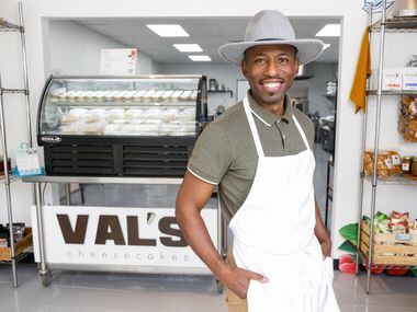 Owner Valéry Jean-Bart stands at the front of the newest Val's Cheesecakes location on South...