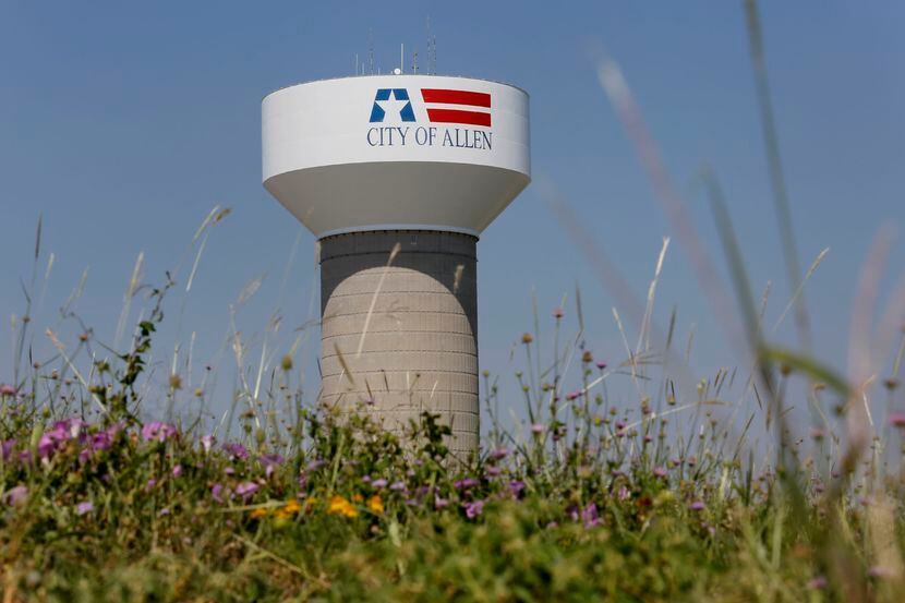 A City of Allen water tower near Prestige Circle and Bethany Drive in Allen, Texas Thursday...