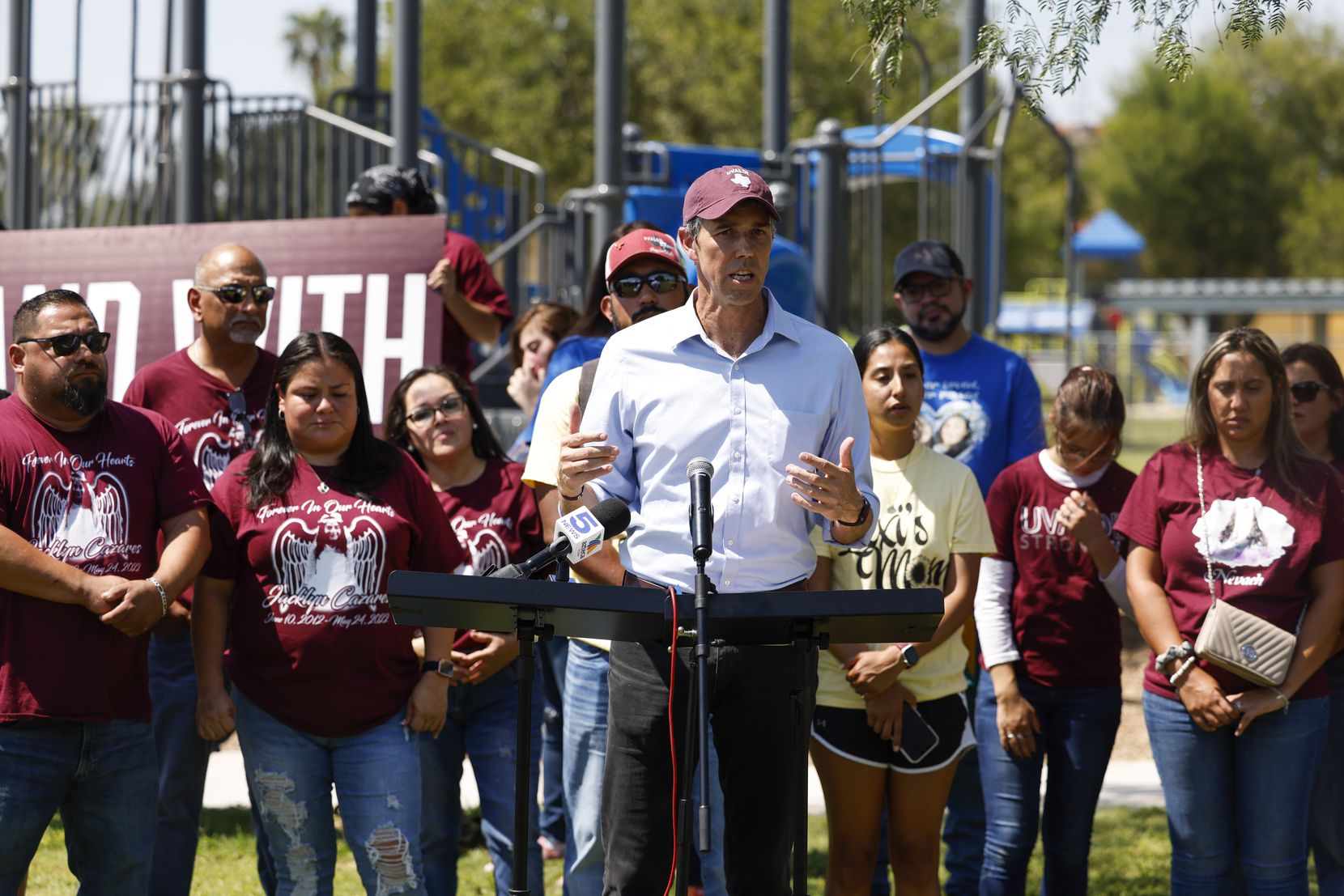 Democratic gubernatorial candidate Beto O'Rourke speaks during a press conference with...