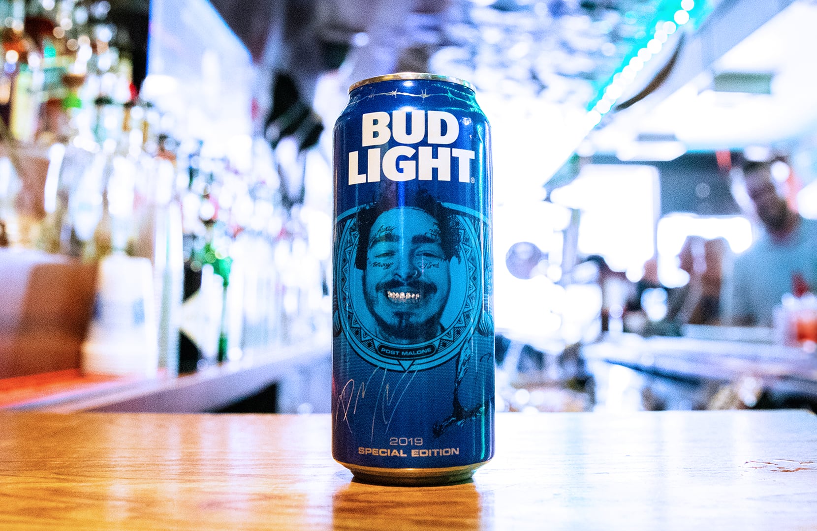 That's rapper Post Malone's face on Bud Light cans in Texas