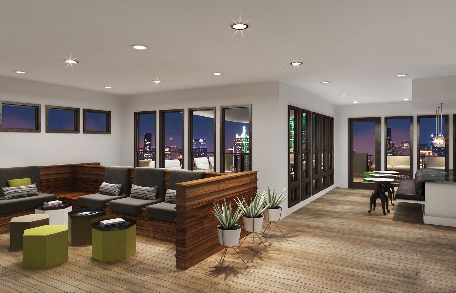 Rooftop lounge in the Alexan Riveredge apartments in the Design District.