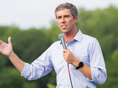 Former congressman Beto O'Rourke spoke during his For the People, The Texas Drive for Democracy event on June 8, 2021, at Paul Quinn College in Dallas.