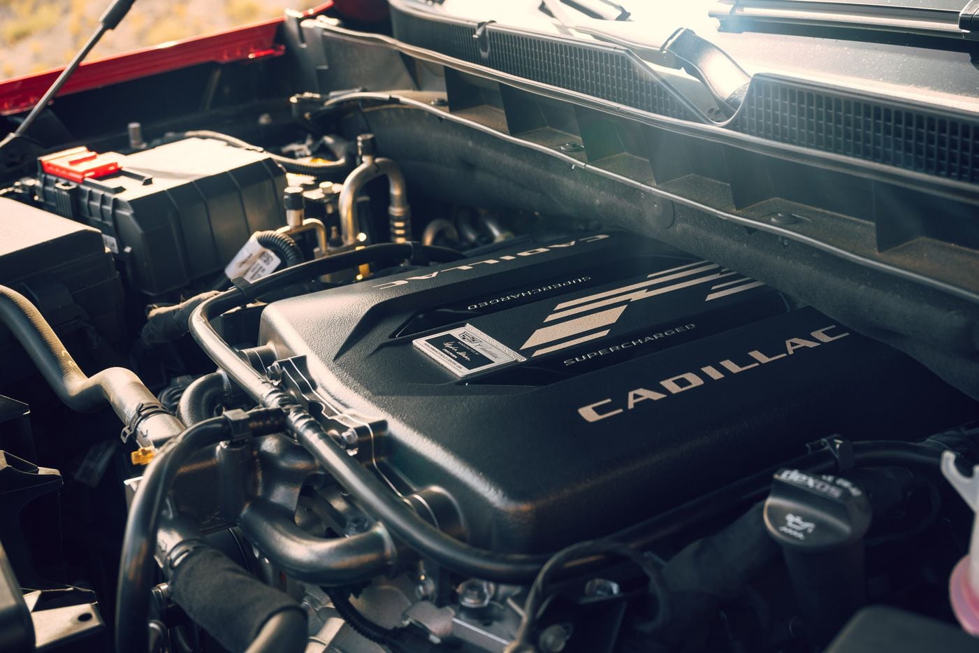 The 2023 Cadillac Escalade-V, made at GM's Arlington, Texas, assembly plant.
Close up of the...