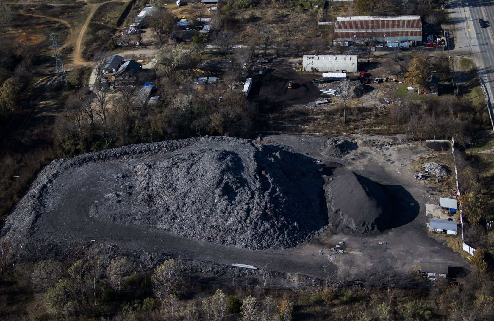 Shingle Mountain, as seen from the air off S. Central Expressway and Choate Road on November 19, 2019