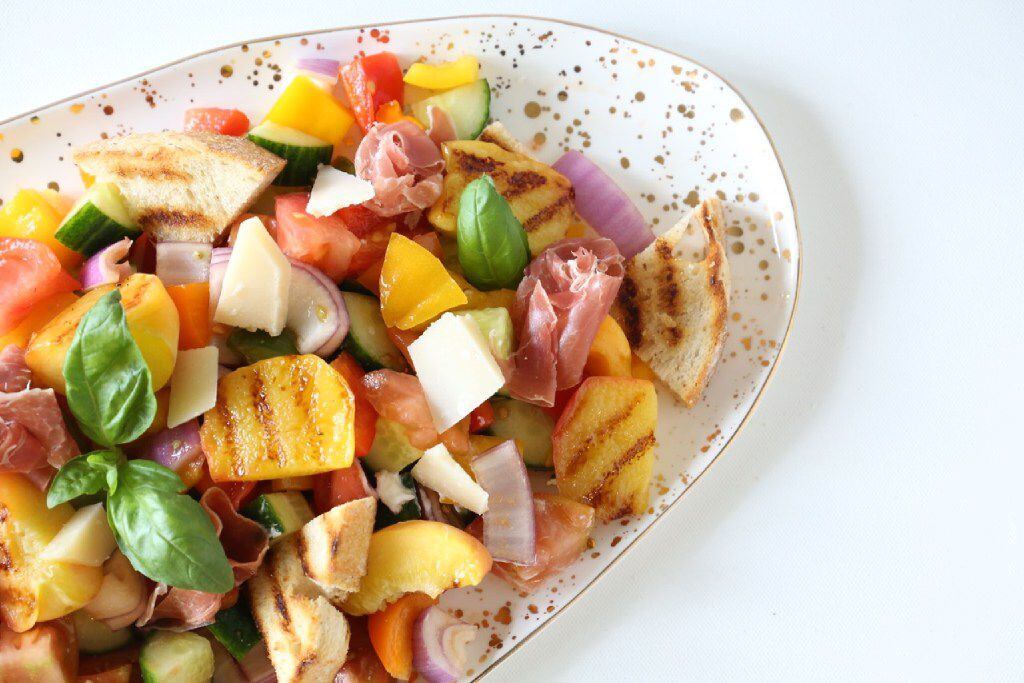 Grilled Peach & Prosciutto Panzanella Salad