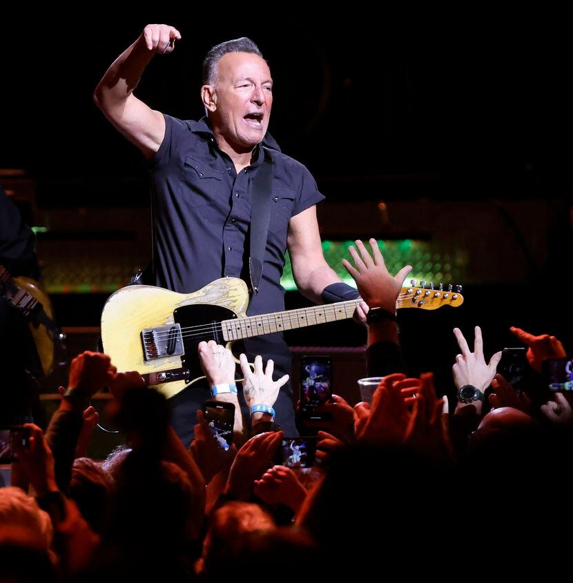 Bruce Springsteen performs before fans with the E Street Band at the American Airlines...