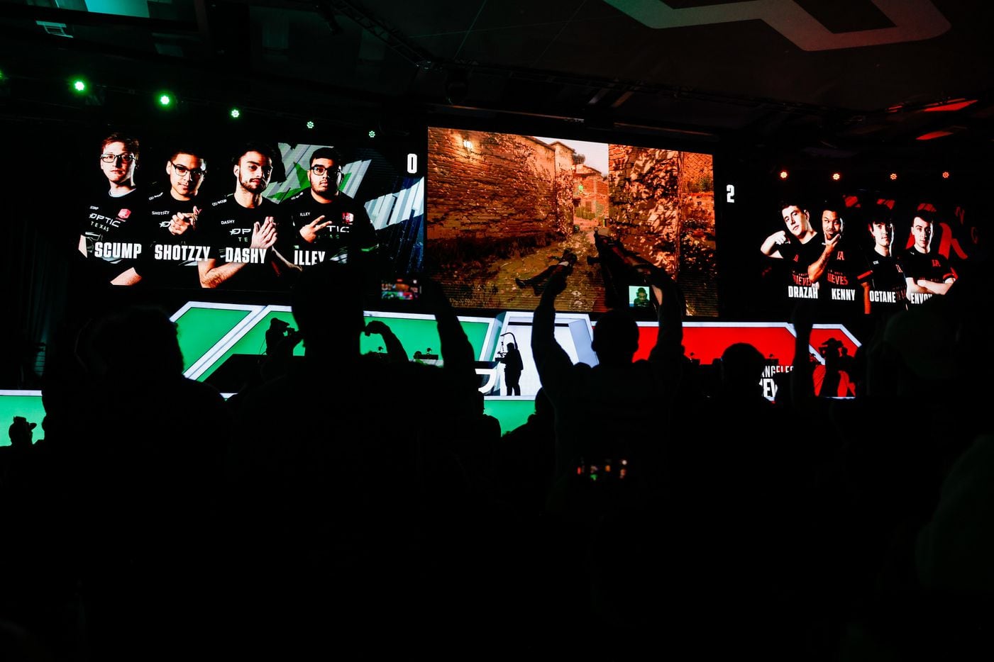 OpTic Texas fans reacts as the team wins a match over Los Angeles Thieves during a Call of Duty League at Esports Stadium Arlington in Arlington on Saturday, January 22, 2022.