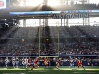 Dallas Cowboys wide receiver Amari Cooper (19) makes a catch in the sunlight as he’s covered by San Francisco 49ers cornerback Emmanuel Moseley (4) in the second quarter of their NFL wild-card playoff game at AT&T Stadium in Arlington, Texas, January 16, 2022.
