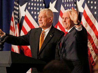 US Vice President Mike Pence, right, and congressman Pete Sessions are pictured together at...