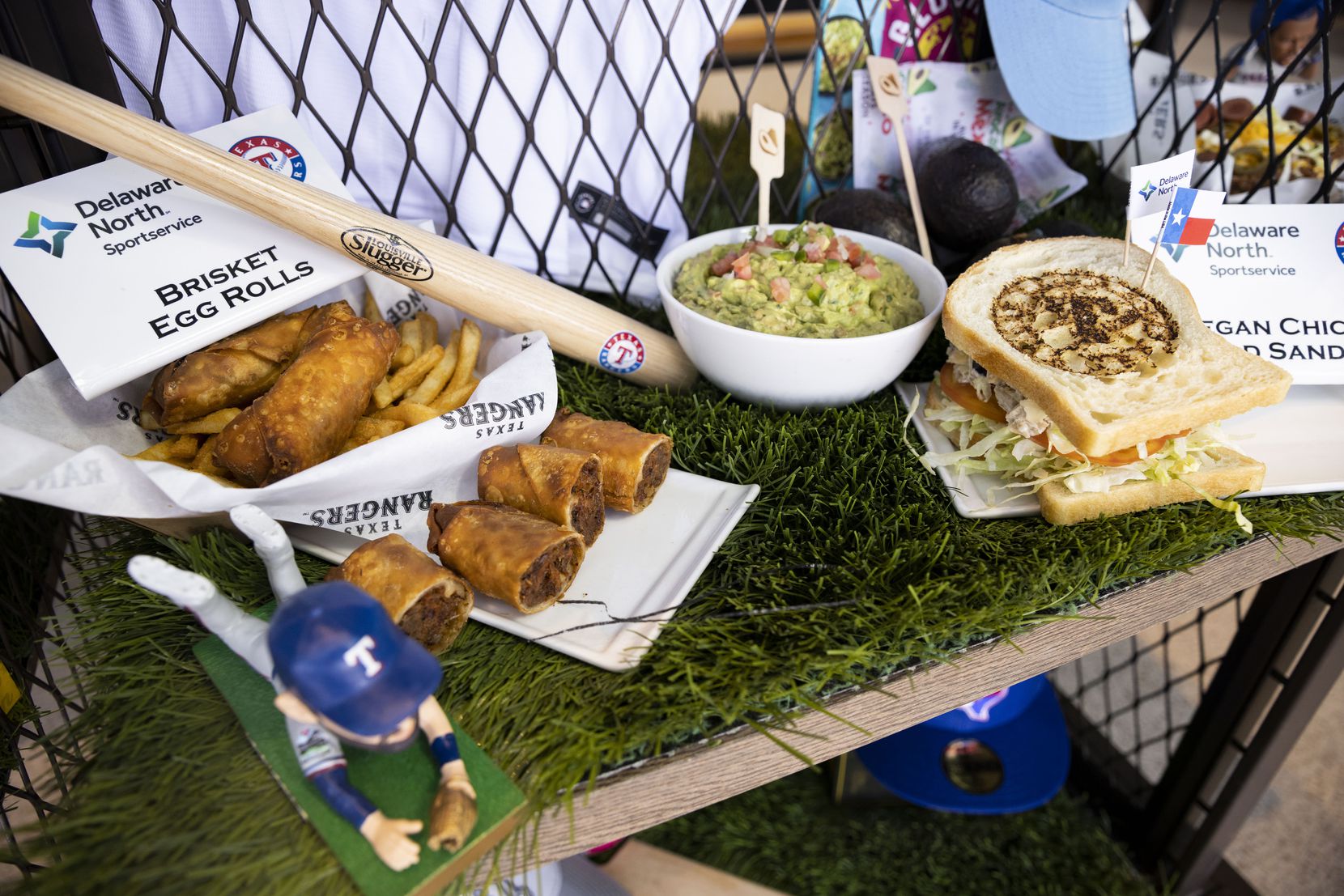 Various foods during the unveiling of new concession items for the 2022 season at Globe Life...