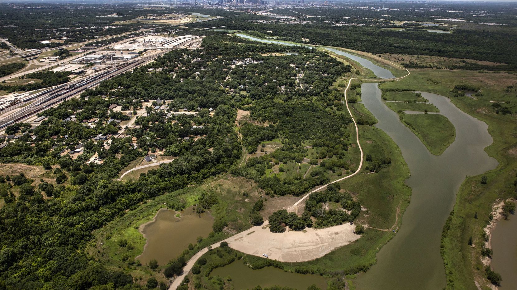 An overhead view of the Joppa neighborhood in southeast Dallas on Thursday, June 18, 2020.