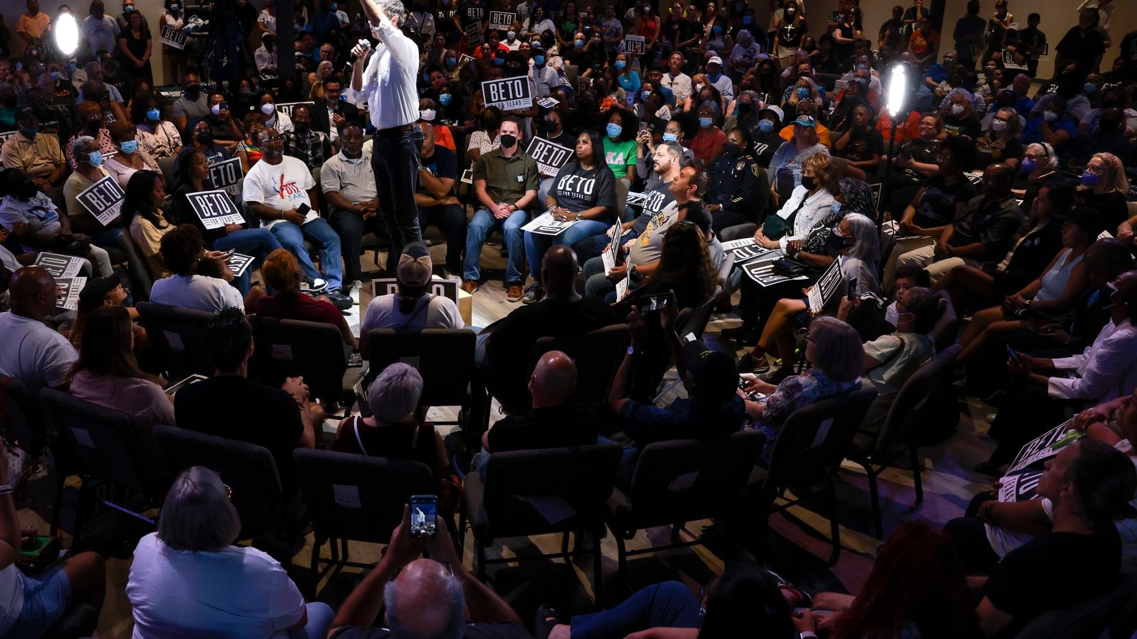 Democratic candidate for governor Beto O'Rourke speaks Saturday at Disciple Central...