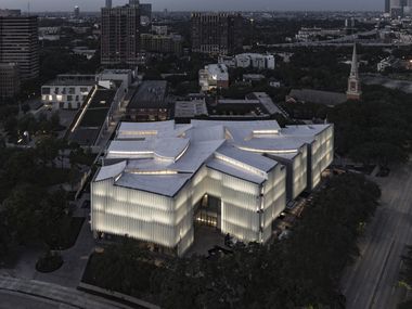 An aerial photo shows the new Nancy and Rich Kinder Building of the Museum of Fine Arts, Houston.