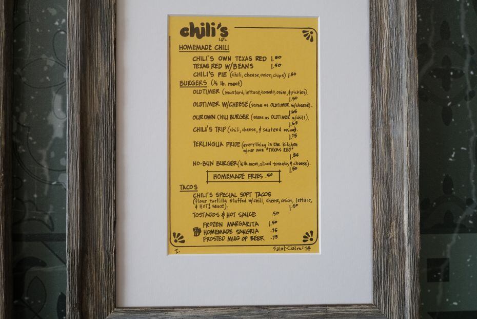 Here's the first Chili's menu, dating back to 1975.