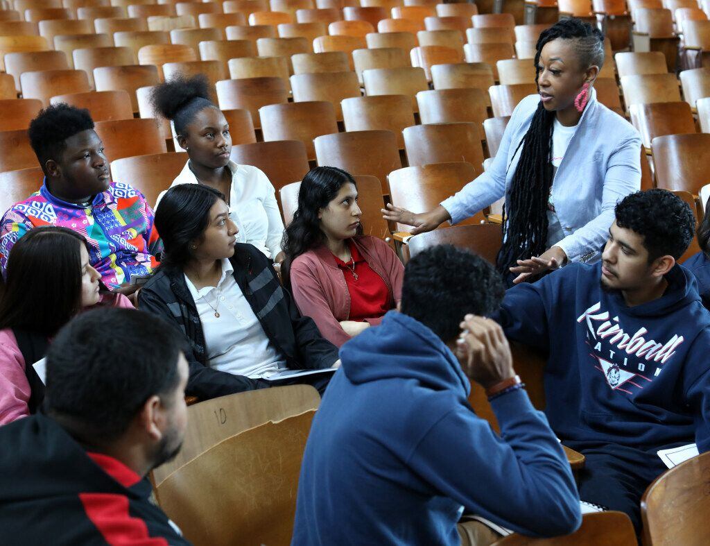 Dallas Judge Amber Givens speaks to students during the Pipeline to Possibilities workshop...
