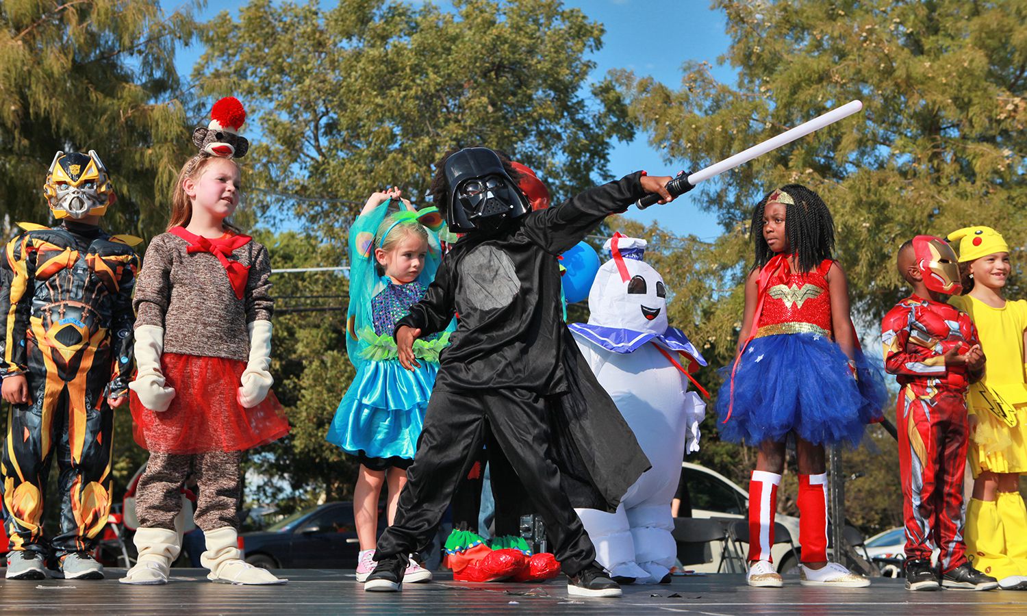 Children take the stage in their costumes during the City of Mesquite's PumpkinFest. This...