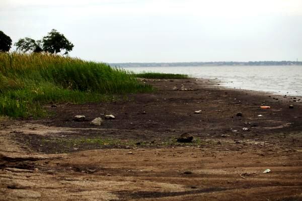 
The shortage of water is visible on the shoreline at Lake Ray Hubbard in Garland. 
