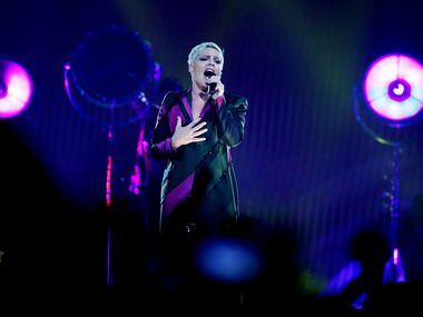 Pink performed as part of her "Beautiful Trauma" tour at the American Airlines Center in...