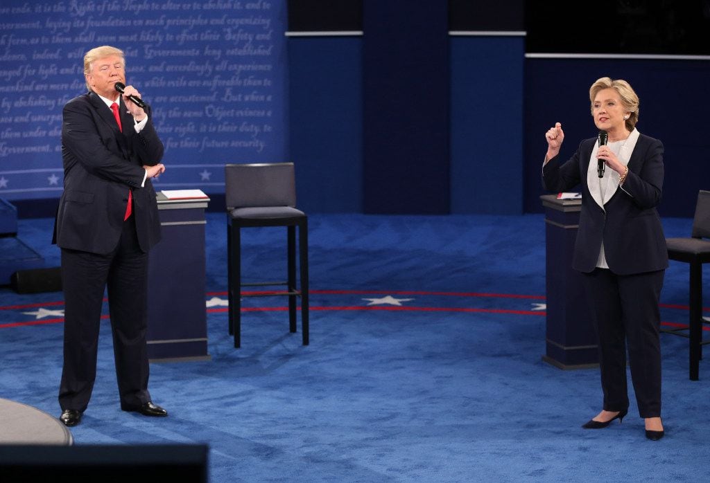 Hillary Clinton and Donald Trump, at the second debate at Washington University in St. Louis. 