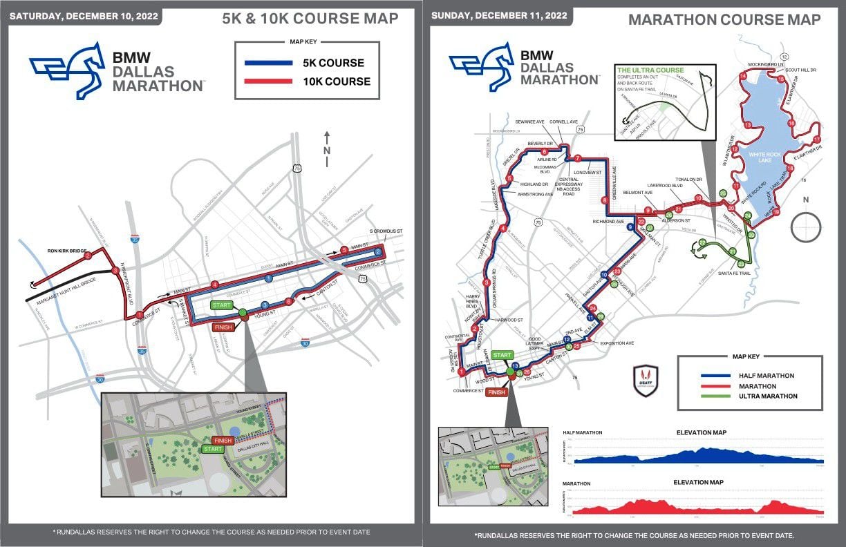Race routes for the marathon weekend.