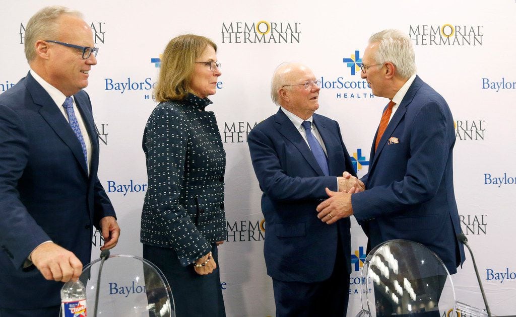 (from left) Jim Hinton, CEO of Baylor Scott and White Health; Deborah Cannon, Chair of...