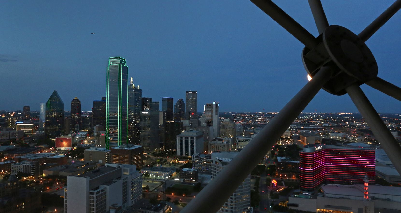 The best view of downtown Dallas is from the Geo Deck at Reunion Tower.