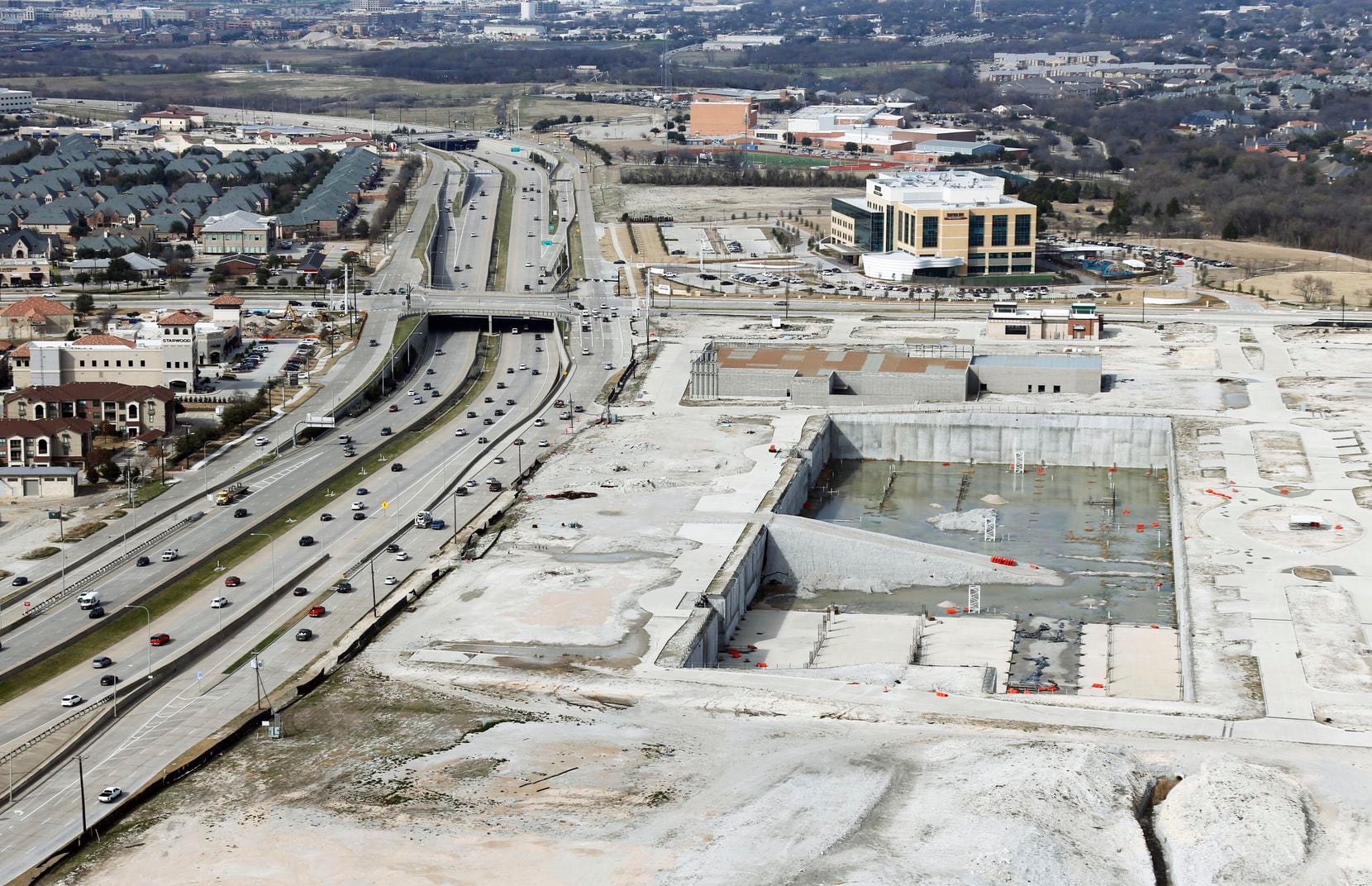 Wade Park sits unfinished next to the Dallas North Tollway in Frisco.
