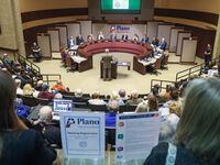 Plano City Council members listen to public comments on short-term rentals at a Plano City...