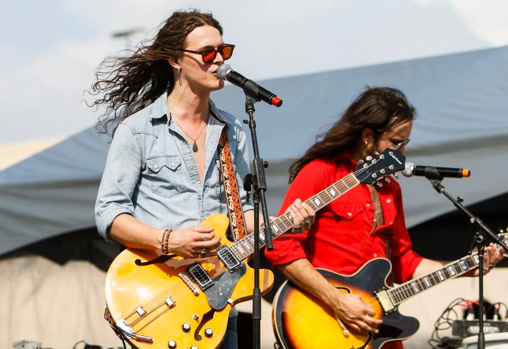 The Roomsounds lead singer/guitarist Ryan Michael sings on the Amphitheater Stage at the...