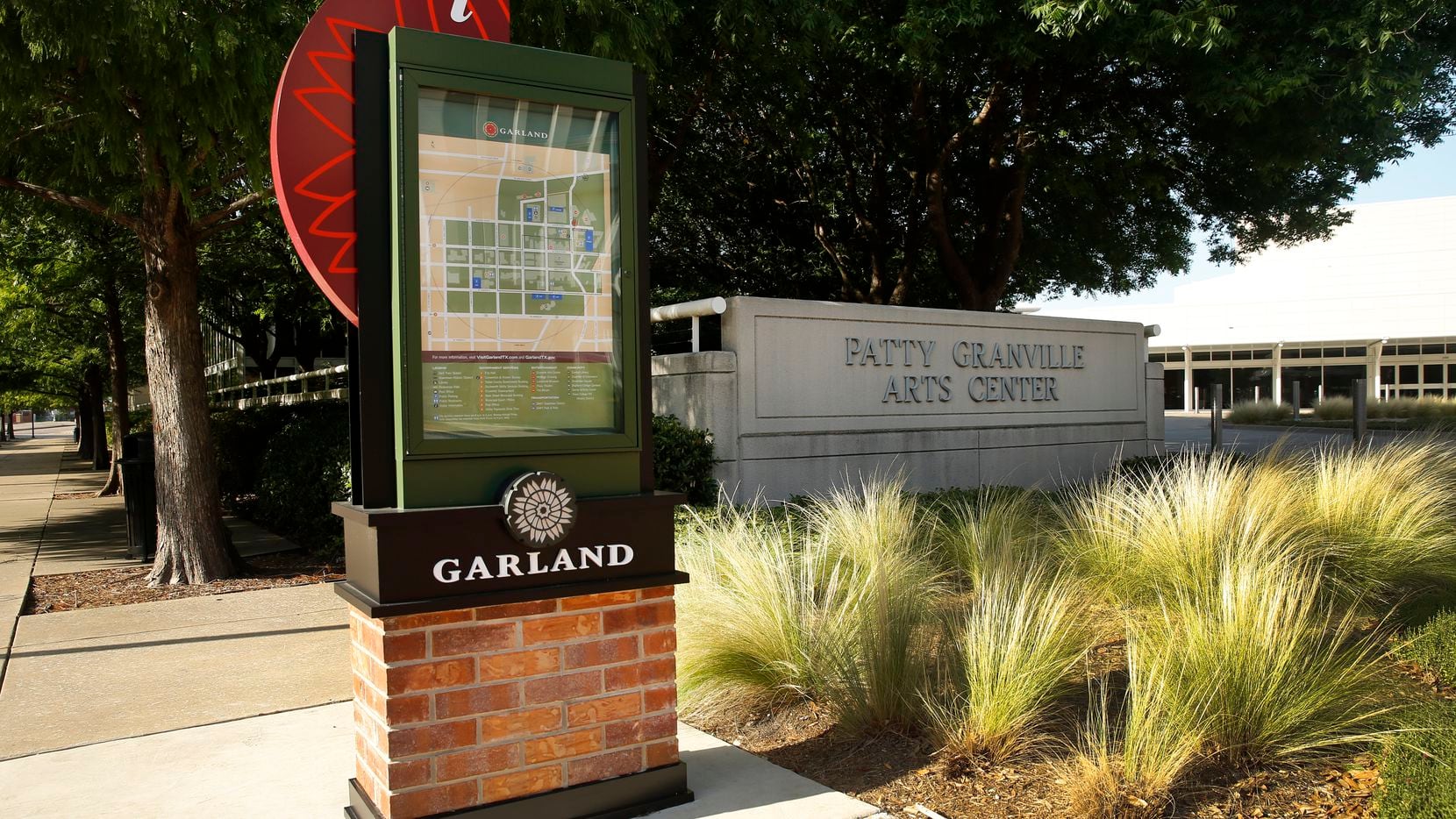An information kiosk is pictured at Patty Granville Arts Center in downtown Garland, Texas, Friday, June 26, 2020.