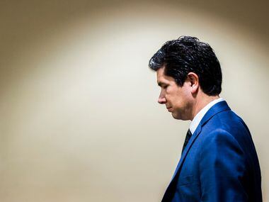 Ricardo Paniagua leaves the courtroom after his girlfriend's killer was sentenced to death...