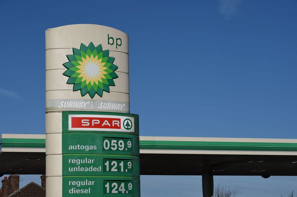 In this file photo, the logo of BP plc is seen at a BP petrol station in Liverpool. 
The...