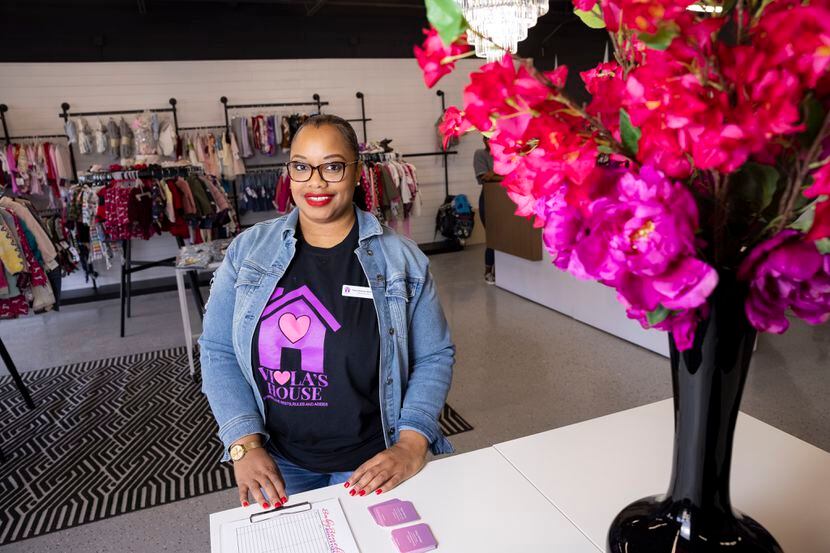 Founder Thana Simmons poses for a photo at Viola's House’s Baby Benefit Boutique, a thrift...