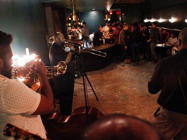 The band Congo Square featuring Gaika James performs at Revelers Hall in Bishop Arts...