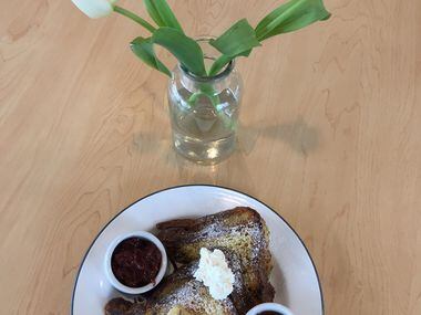 The Brioche French Toast at The Market at Bonton Farms includes house made jam & Whip Cream...