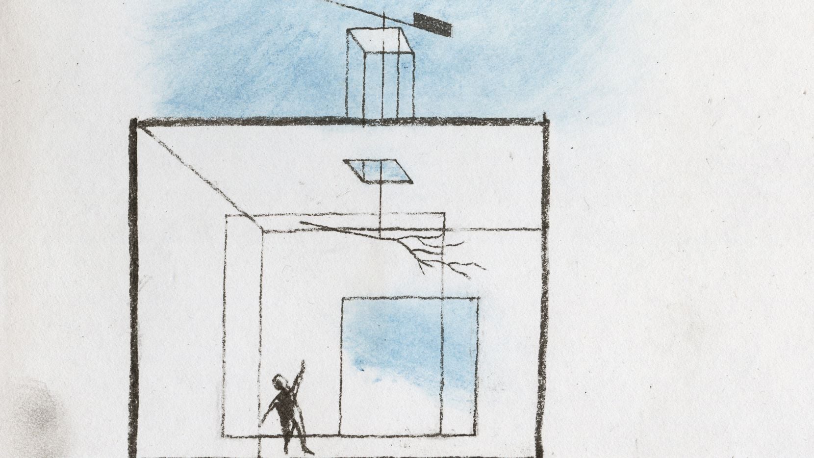 Dallas architect Max Levy sketched these drawings for an imaginary refuge in nature for the...