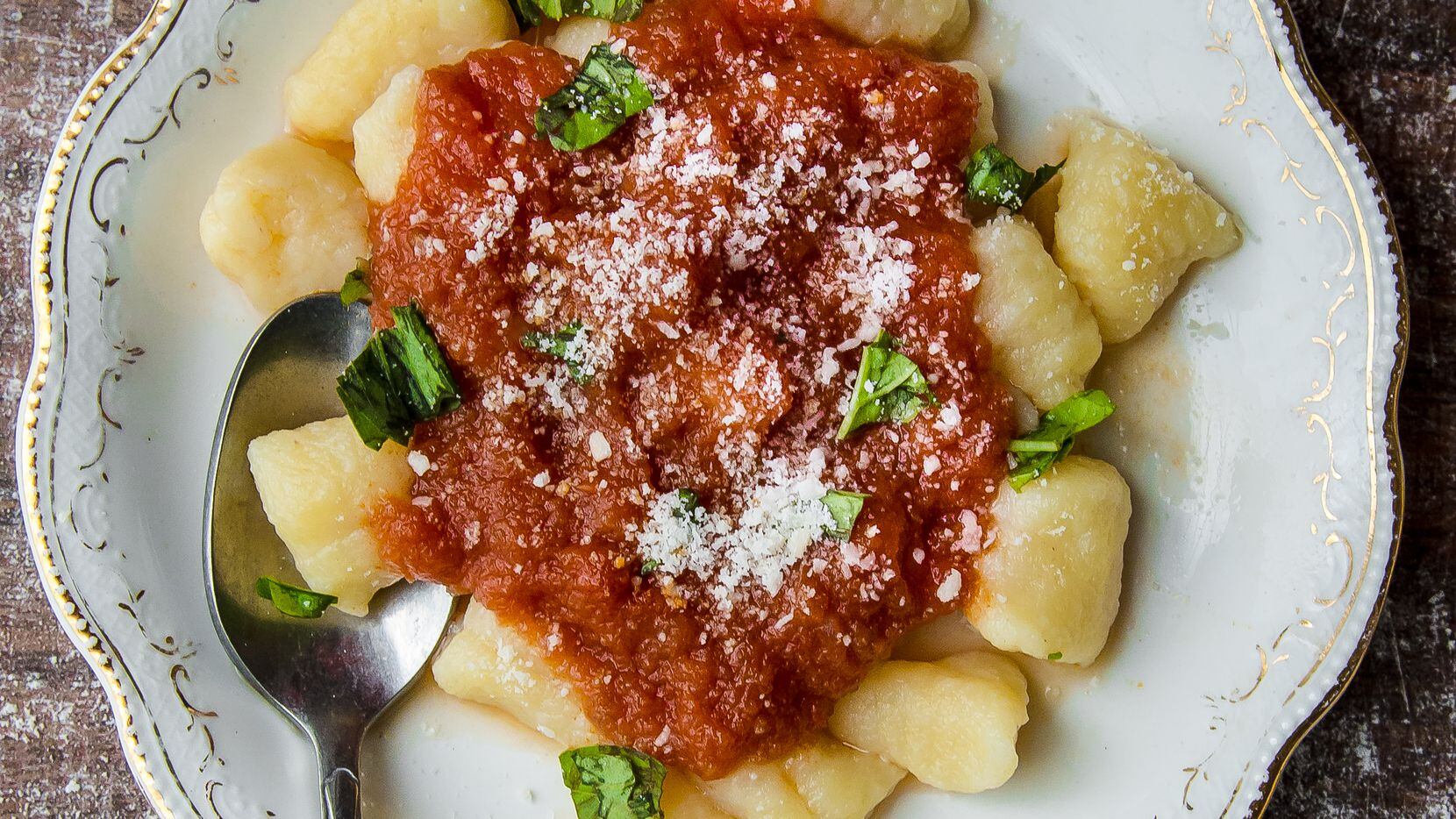 Homemade ricotta gnocchi with tomato sauce