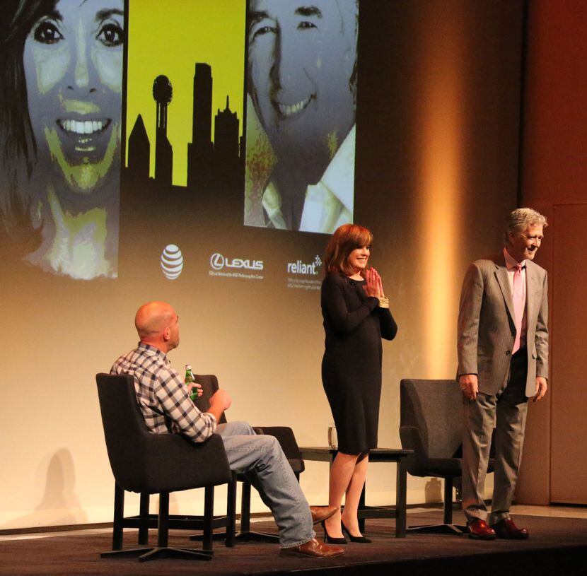 The audience applauds Linda Gray and Patrick Duffy at "A Dallas Retrospective: J.R. Ewing...