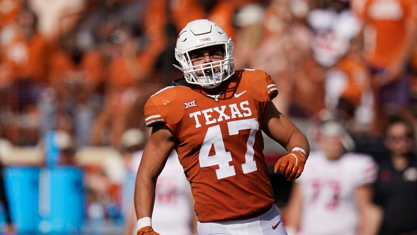 Texas linebacker Luke Brockermeyer (47) during an NCAA college football game against the...