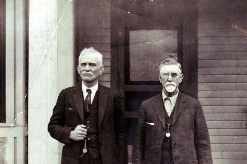 The shorter man on the right was identified as John Neely Bryan Jr. in an article in The...