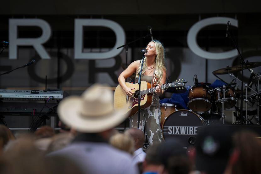Ashley Cooke performs during the ACM Country Kickoff fan festival at The Star on Tuesday,...