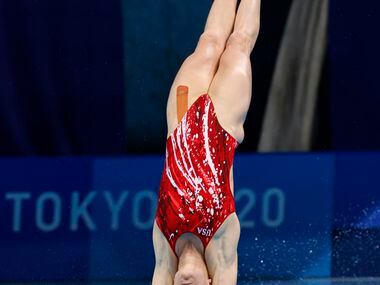 USA’s Krysta Palmer dives in round 2 of 5 in the women’s 3 meter springboard semifinal...
