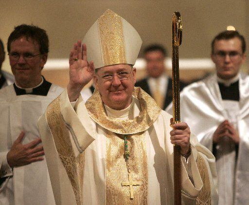 Newly installed Catholic Bishop of Dallas Kevin Farrell waved to well-wishers in 2007. He's...