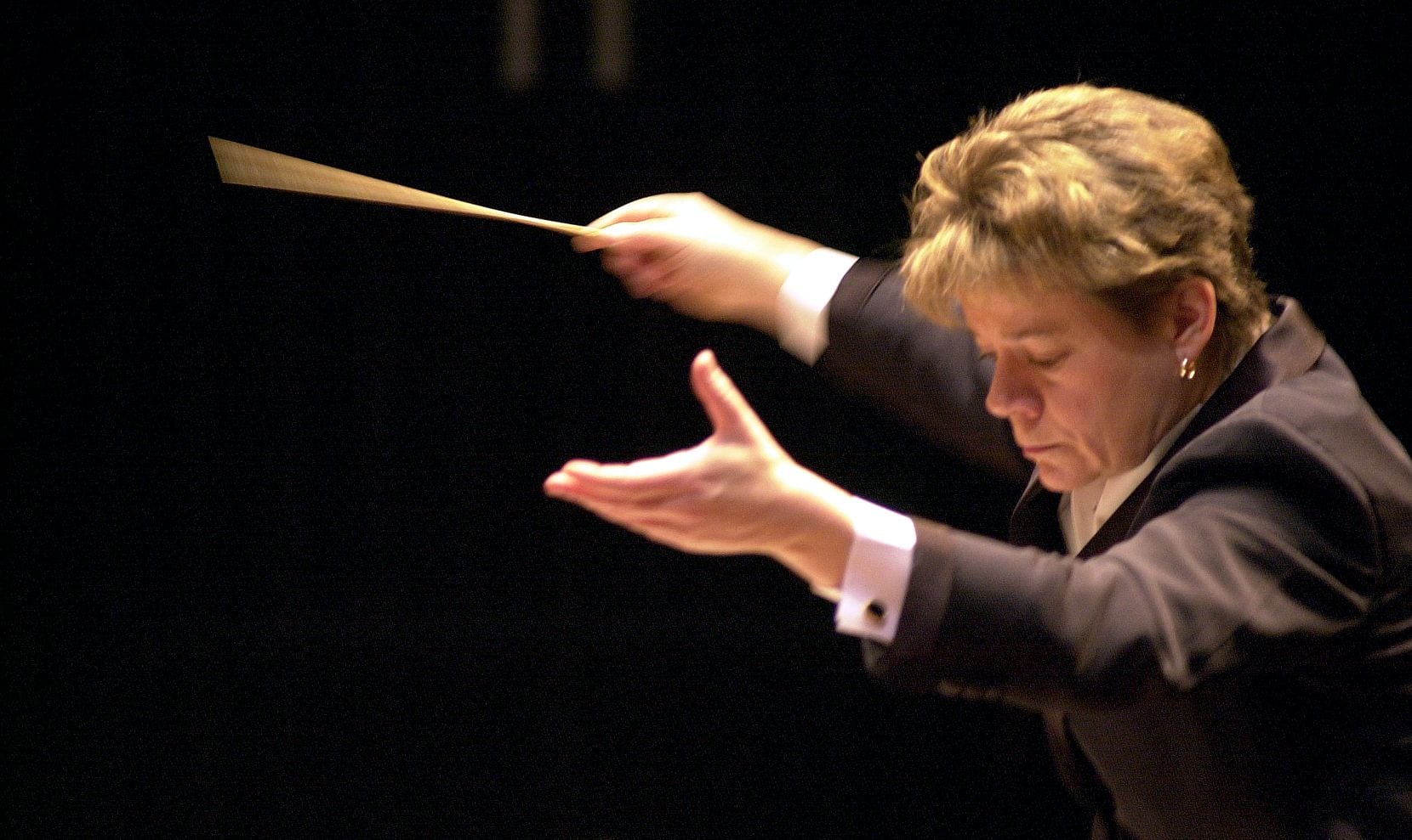 Marin Alsop is seen during rehearsals with the Bournemouth Symphony Orchestra in Britain. 