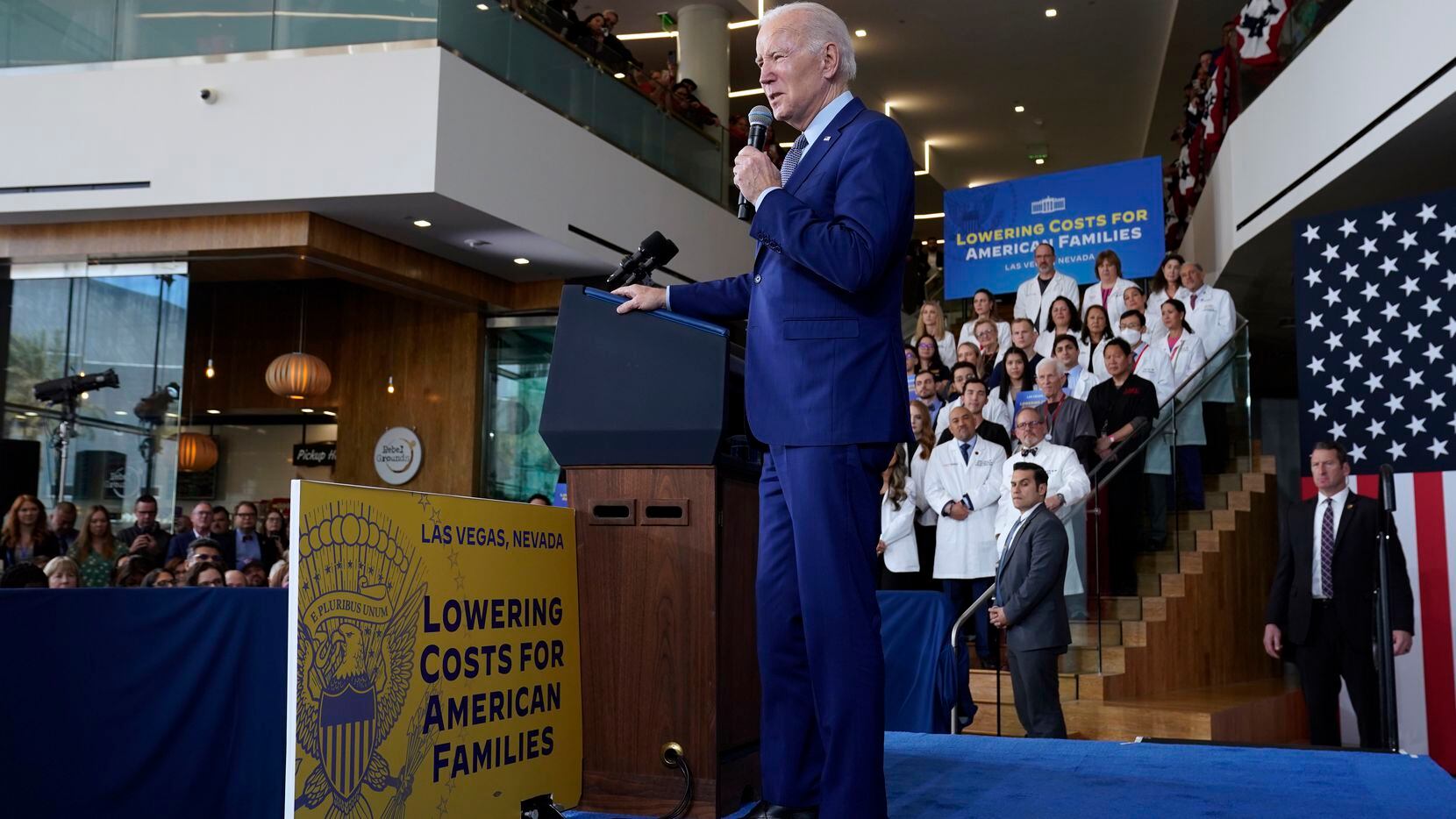 President Joe Biden speaks about health care and prescription drug costs at the University...