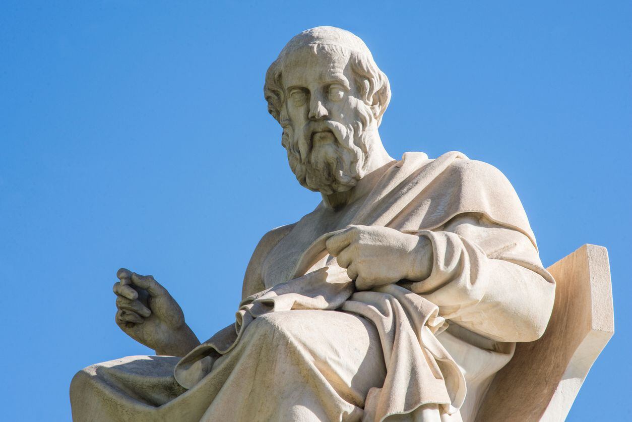 statue of ancient Greek philosopher Plato in Athens