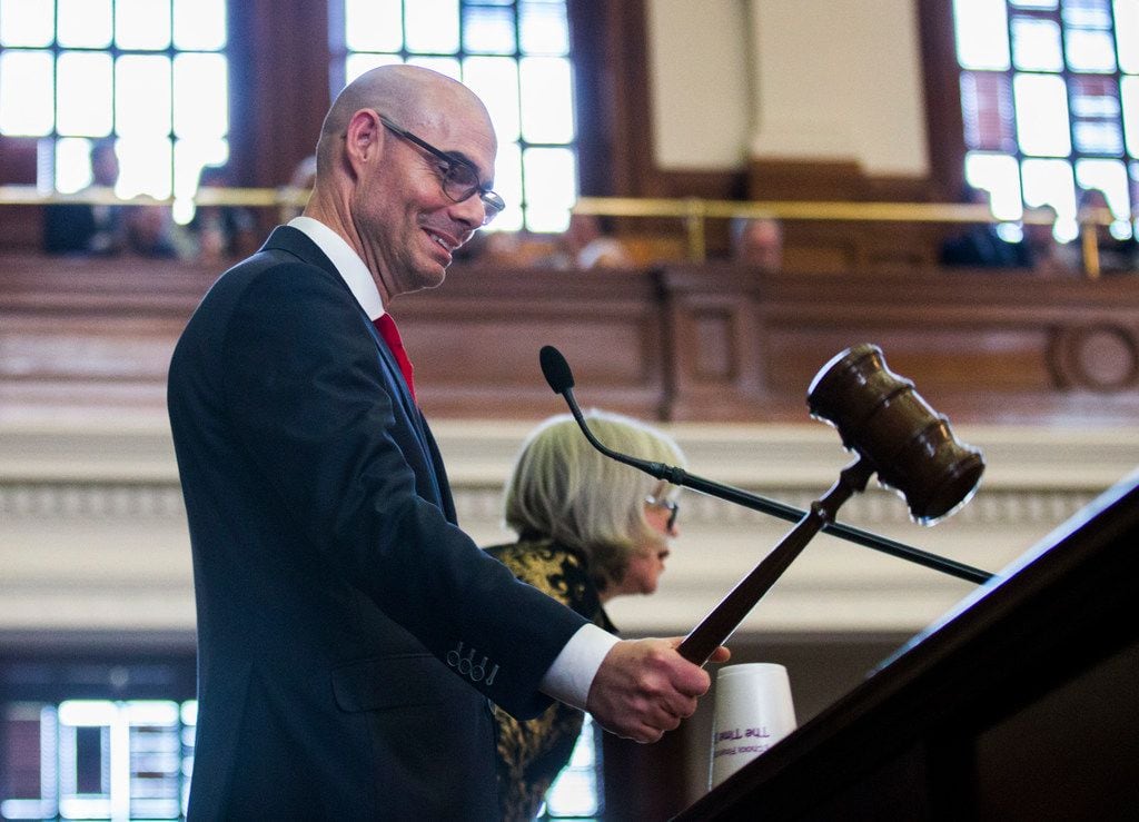 Speaker Dennis Bonnen, R-Angleton, shown shortly after he was elected as the House's...