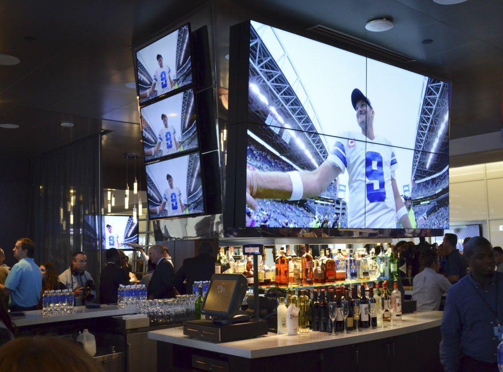 Big-screen TVs at the bar
