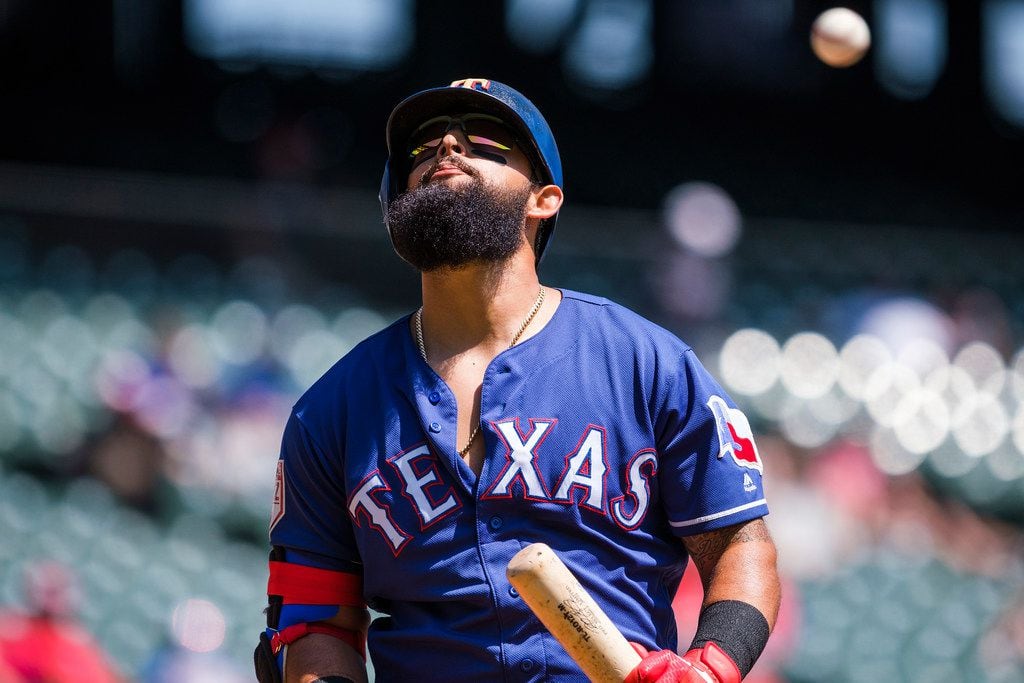 Texas Rangers second baseman Rougned Odor prepares to bat during the first inning of a...