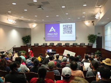 A couple hundred parents, mostly masked, showed up to the Allen ISD board meeting to protest...